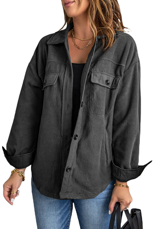 Turn Down Collar Buttoned Shirt Jacket